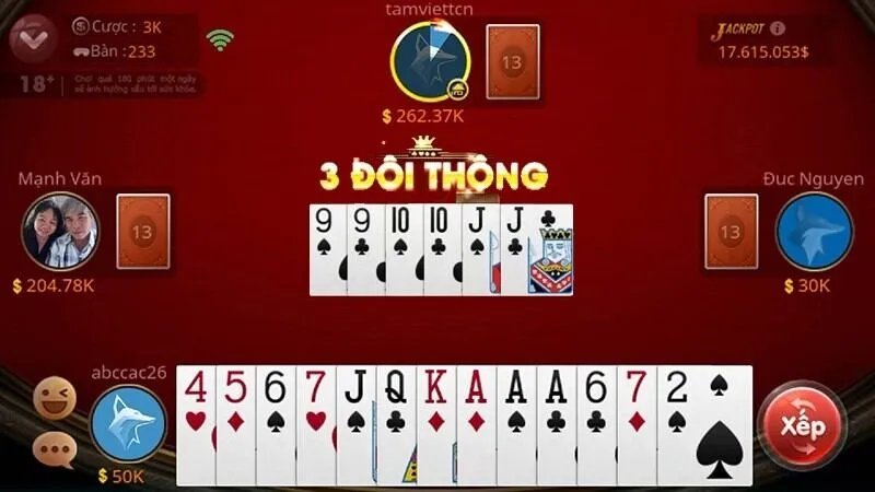 Tiến lên miền Nam là game được yêu thích tại Vinbet